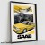 Saab 900 Turbo żółty plakat z samochodem