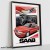 Saab 900 Turbo czerwony plakat z samochodem