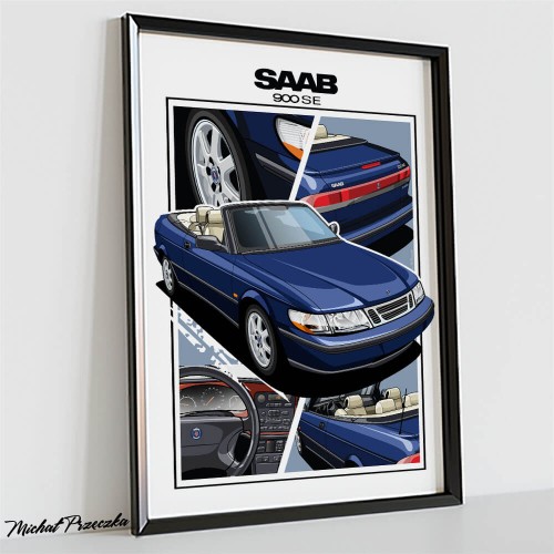 Przejdź do produktu Plakat - SAAB 900 SE kabriolet