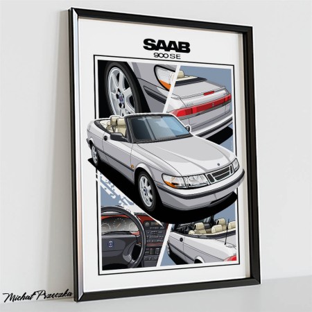 SAAB 900 SE kabriolet plakat