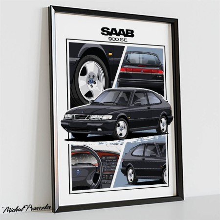 MOTOPIXELE Plakat Saab 900 SE coupe