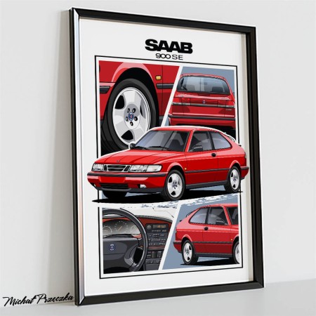 MOTOPIXELE Plakat Saab 900 SE coupe