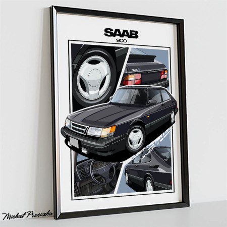 MOTOPIXELE.com SAAB 900 plakat