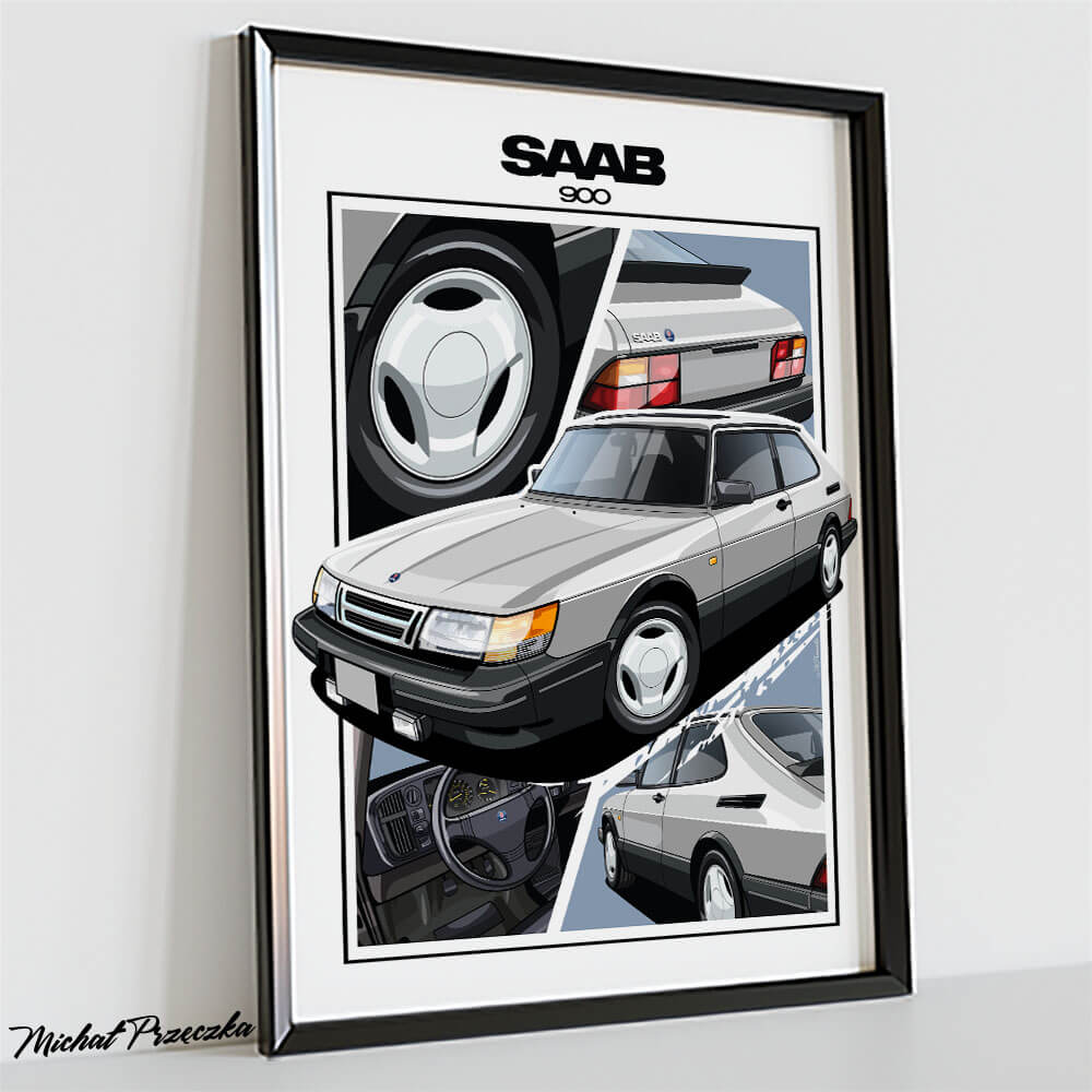 MOTOPIXELE.com SAAB 900 plakat
